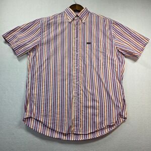 Faconnable Albert Goldberg Men's Striped Shirt M Short Sleeve Button Down Pocket